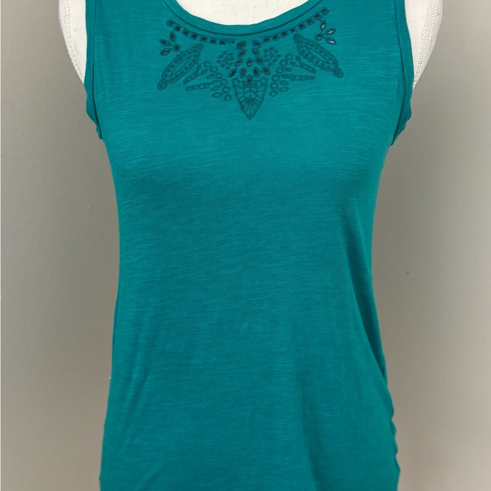 Banana Republic Turquoise Embroidered Tank Top